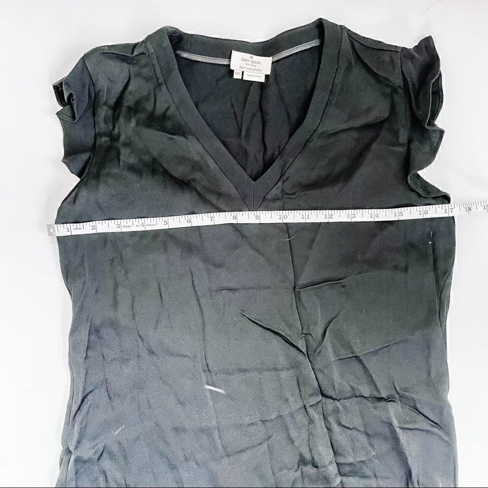 Kate Spade Flutter Sleeve Satin Crepe Blouse - Picture 9 of 11
